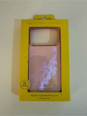 Kendra Scott Iridescent Pink MagSafe Phone Case with Gold Trim